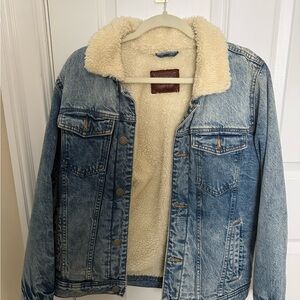Abercrombie & Fitch Blue Denim Jacket with fur